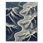 Abstract Midnight Mountain Topographic Contour Rug