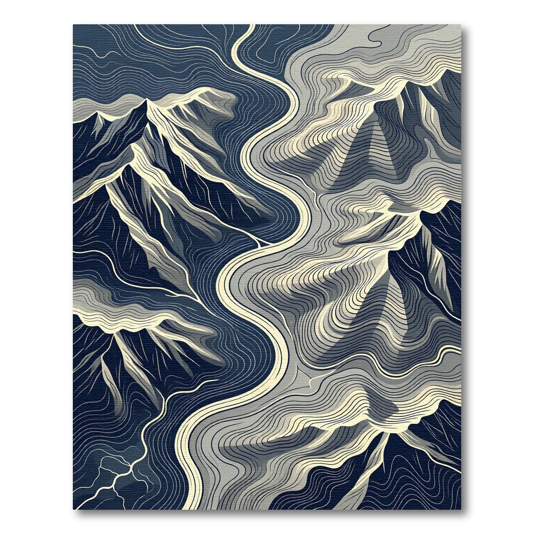 Abstract Midnight Mountain Topographic Contour Rug