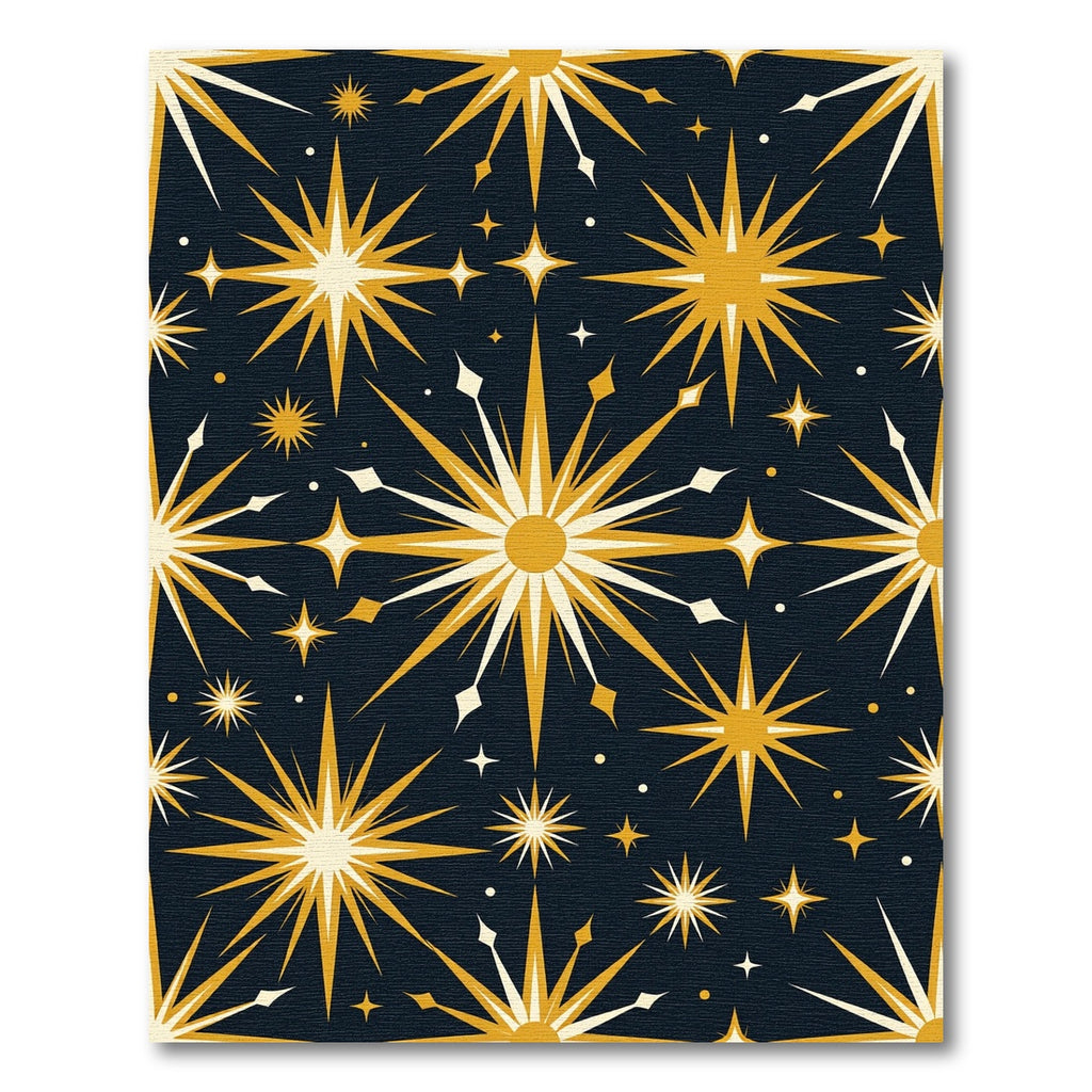 Radiant Golden Starburst Celestial Nights Rug