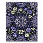 Deep Purple Floral Damask Medallion Rug