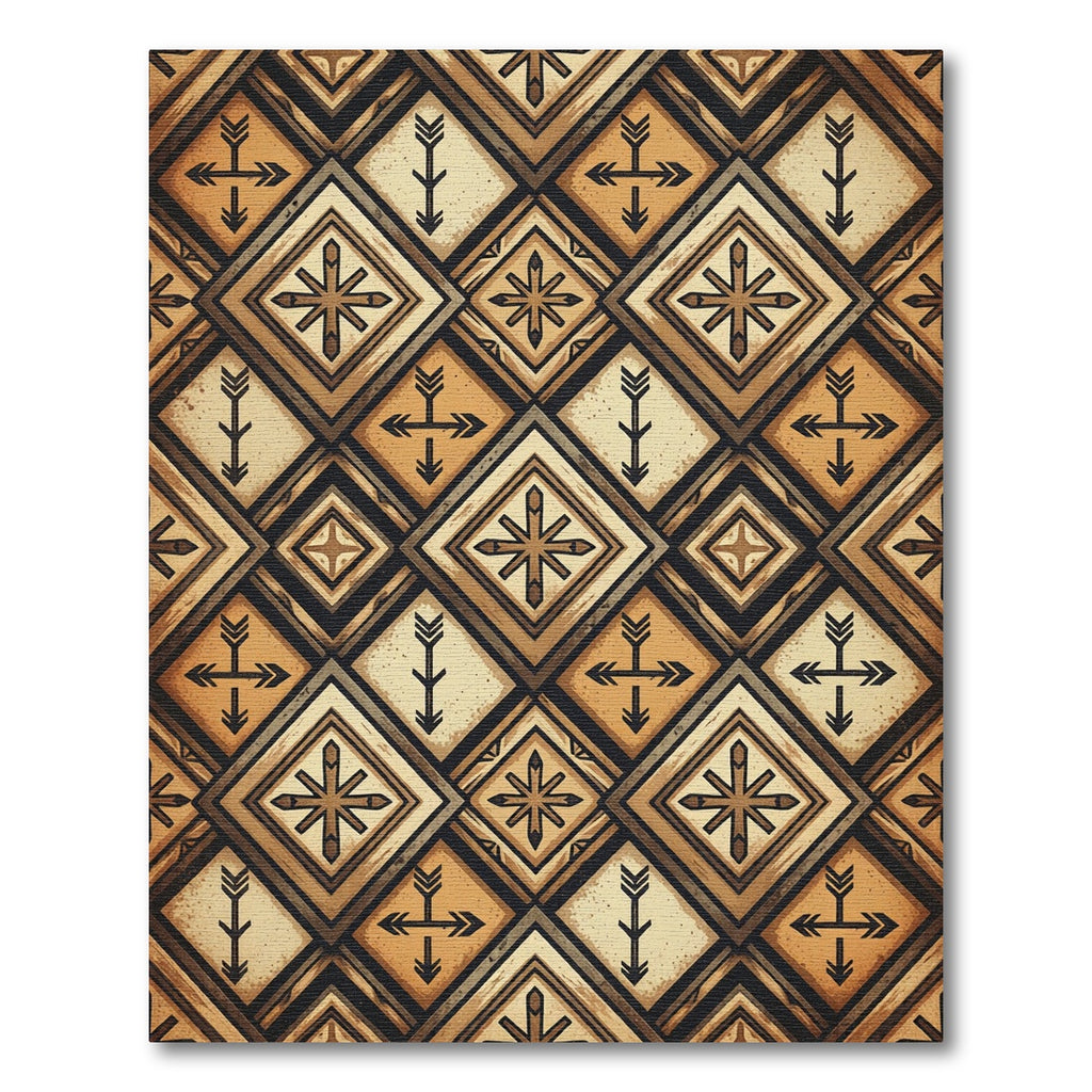 Earthy Tone Geometric Arrow Medallion Rug