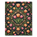 Sophisticated Peach and Pink Tulip Medallion Rug