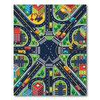 Vibrant Isometric City Traffic Map Rug