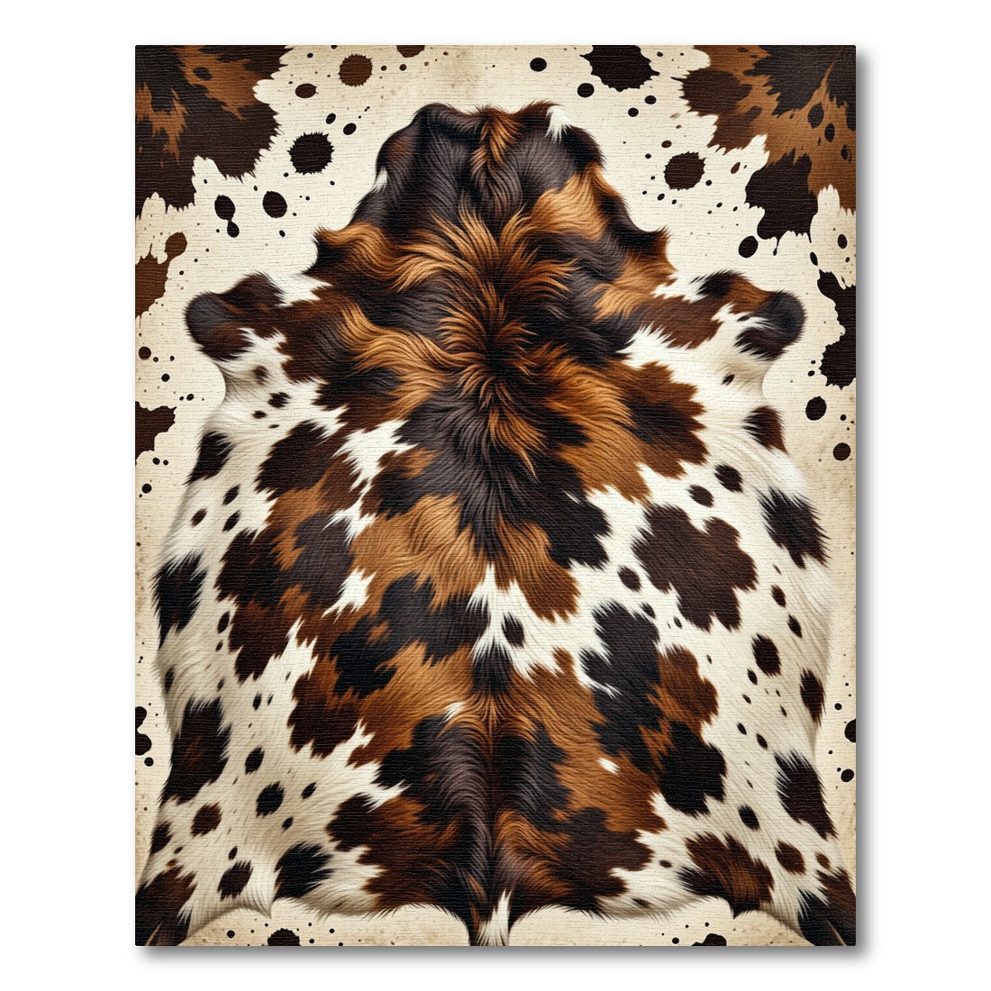Tricolor Brown Black Cowhide Animal Texture Rug