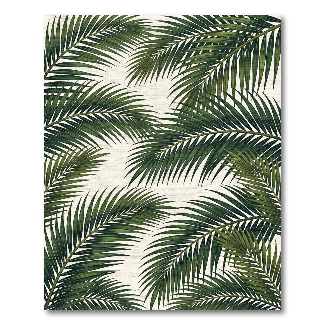 Emerald Green Palm Frond Overlay Rug