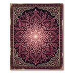 Ornate Crimson Floral Mandala Art Rug