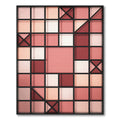 Crimson Pink Square Grid Composition Rug