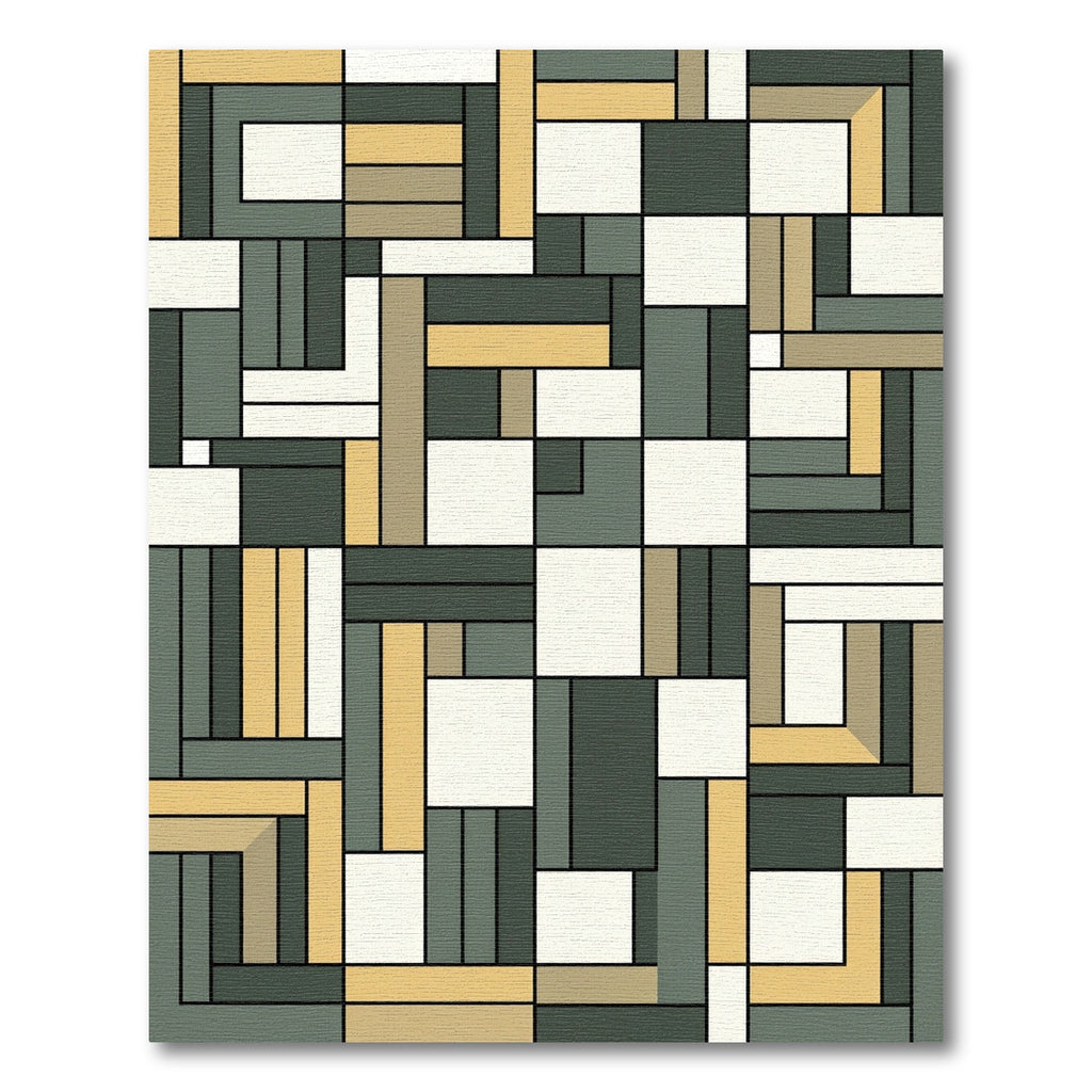 Modern Geometric Mustard Grey Layout Rug