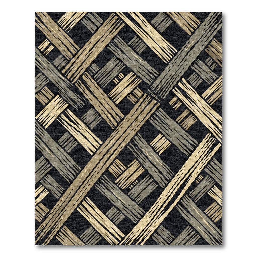 Abstract Gold and Gray Woven Texture Rug