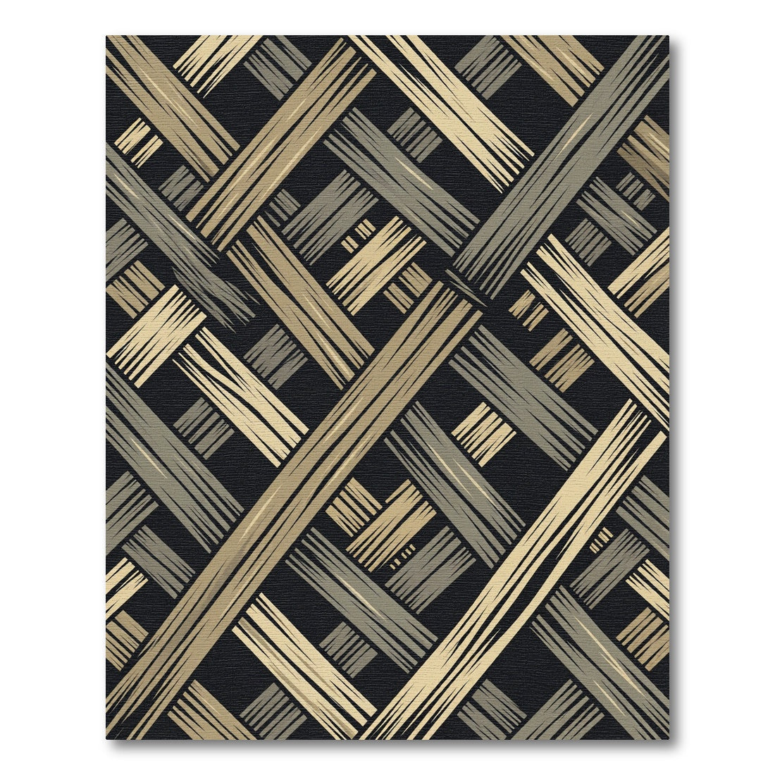 Abstract Gold and Gray Woven Texture Rug