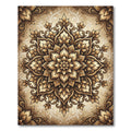 Elegant Golden Floral Medallion Scroll Rug