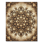 Elegant Golden Floral Medallion Scroll Rug