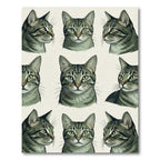 Graphic Tabby Cat Portrait Grid Rug