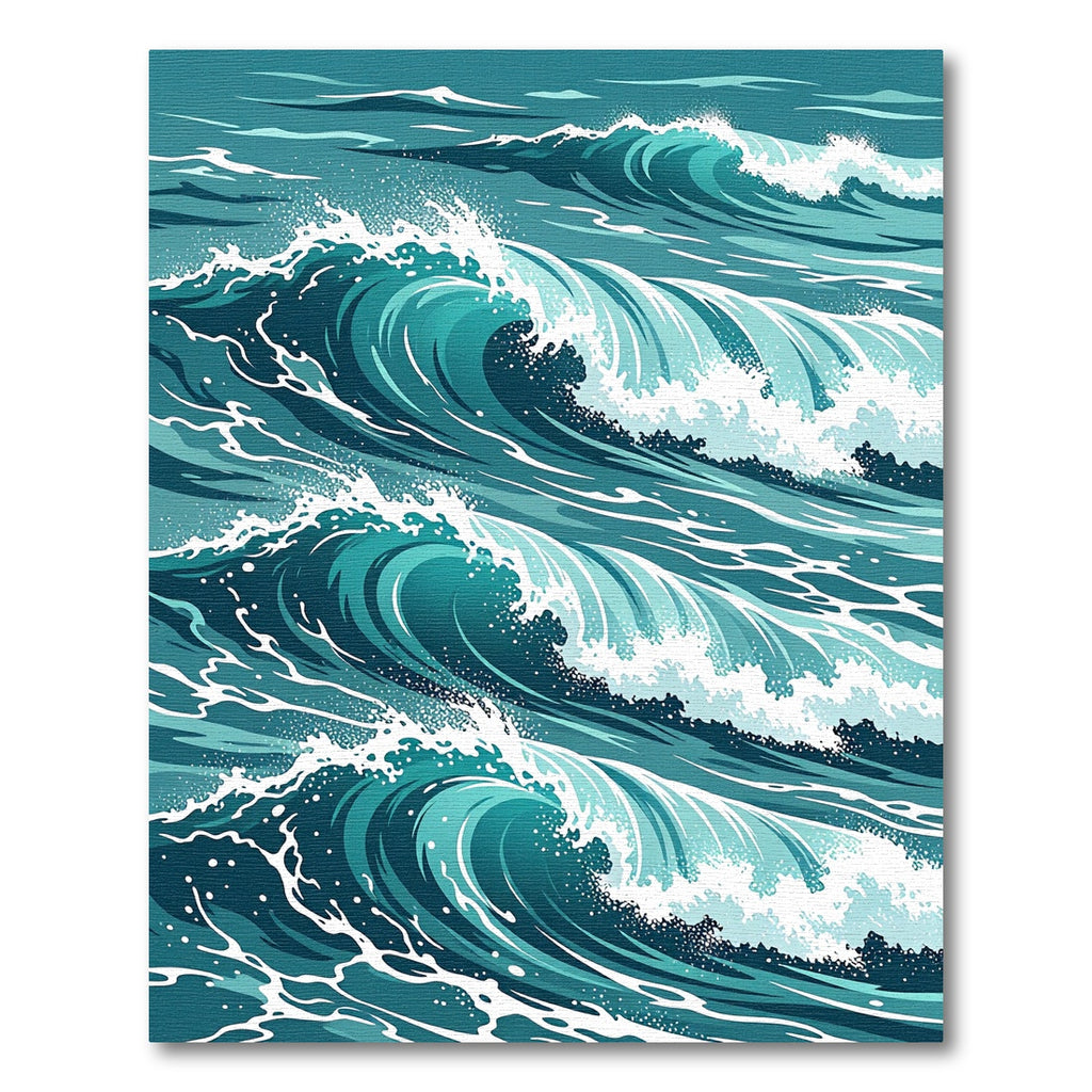 Deep Teal Rolling Ocean Waves Rug