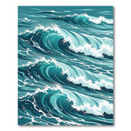 Deep Teal Rolling Ocean Waves Rug