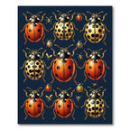 Whimsical Golden Ladybug Entomological Art Rug