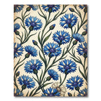Vibrant Blue Cornflower Garden Pattern Rug
