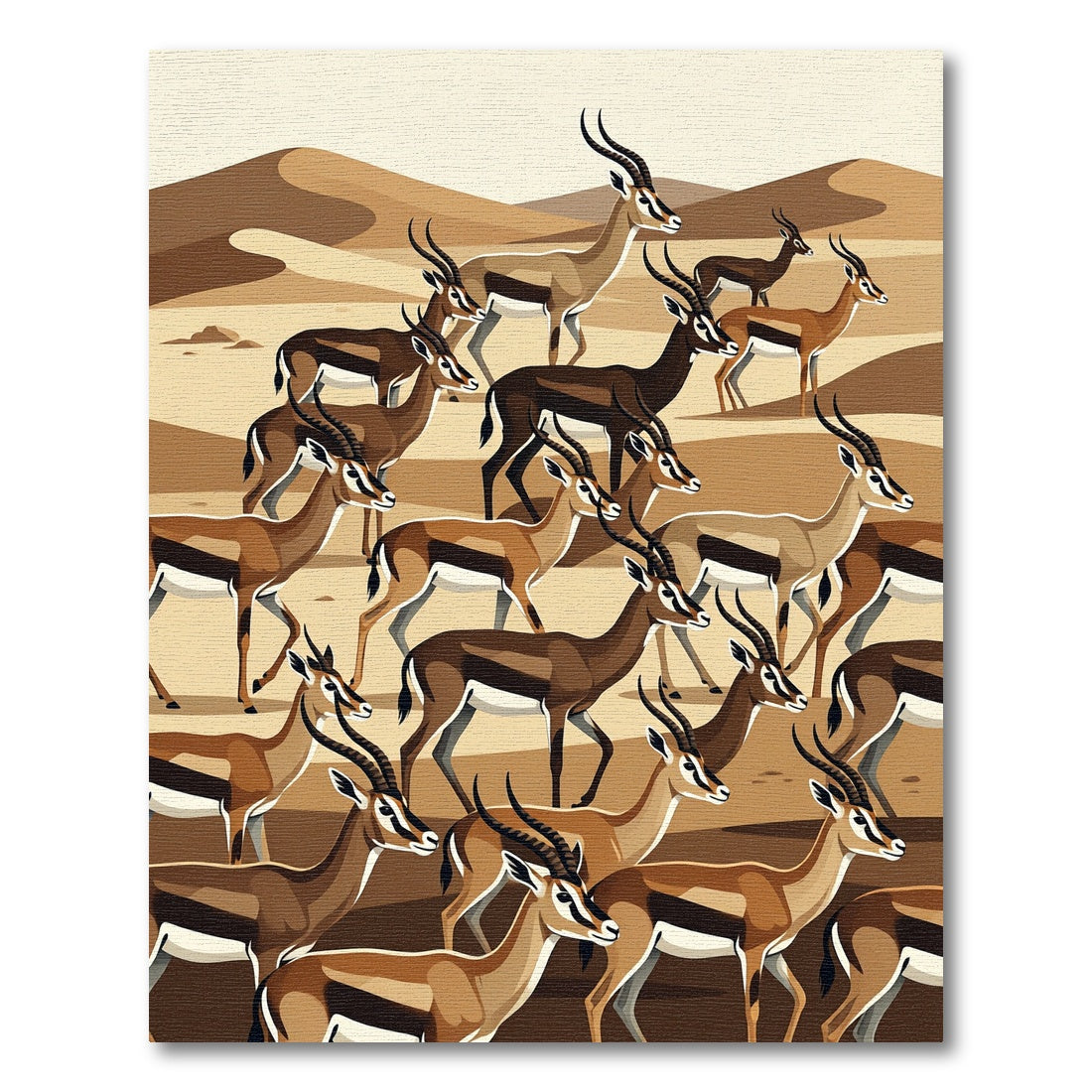 Earthy Serengeti Gazelle Herd Art Rug