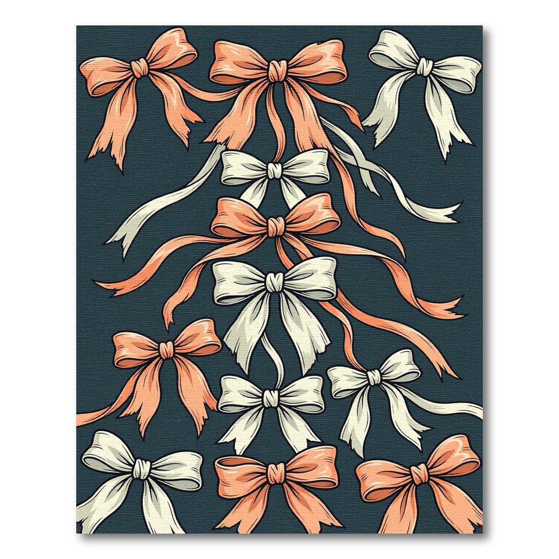 Elegant Peach Ivory Ribbon Bow Cascade Rug