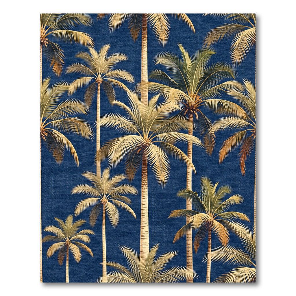 Tropical Golden Palm Navy Botanical Rug