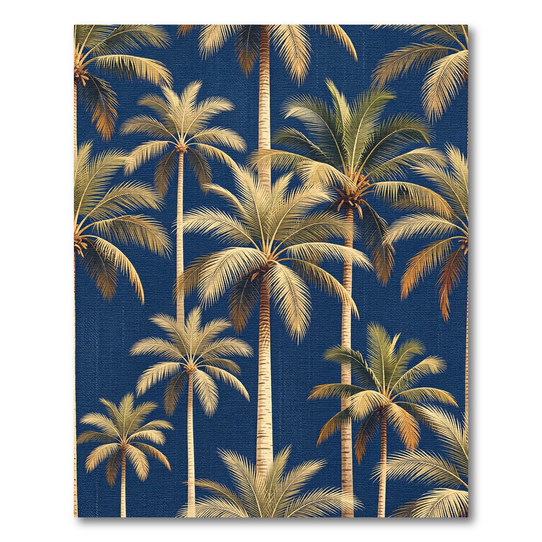Tropical Golden Palm Navy Botanical Rug