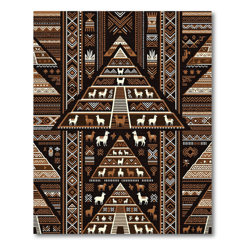 Andean Llama Geometric Earth Tone Tapestry Rug