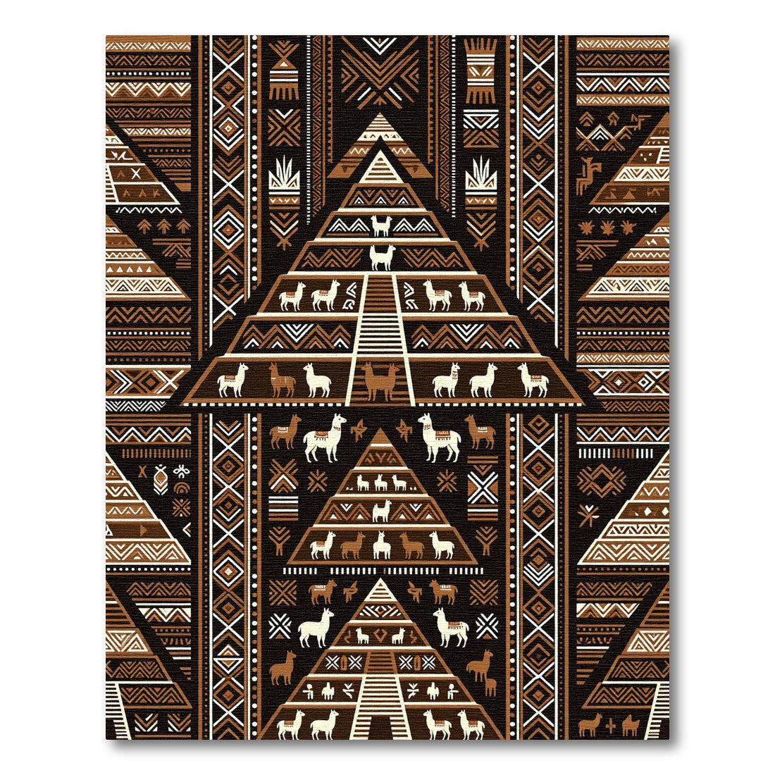 Andean Llama Geometric Earth Tone Tapestry Rug