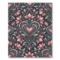 Pink Heart Floral Scrollwork Damask Rug