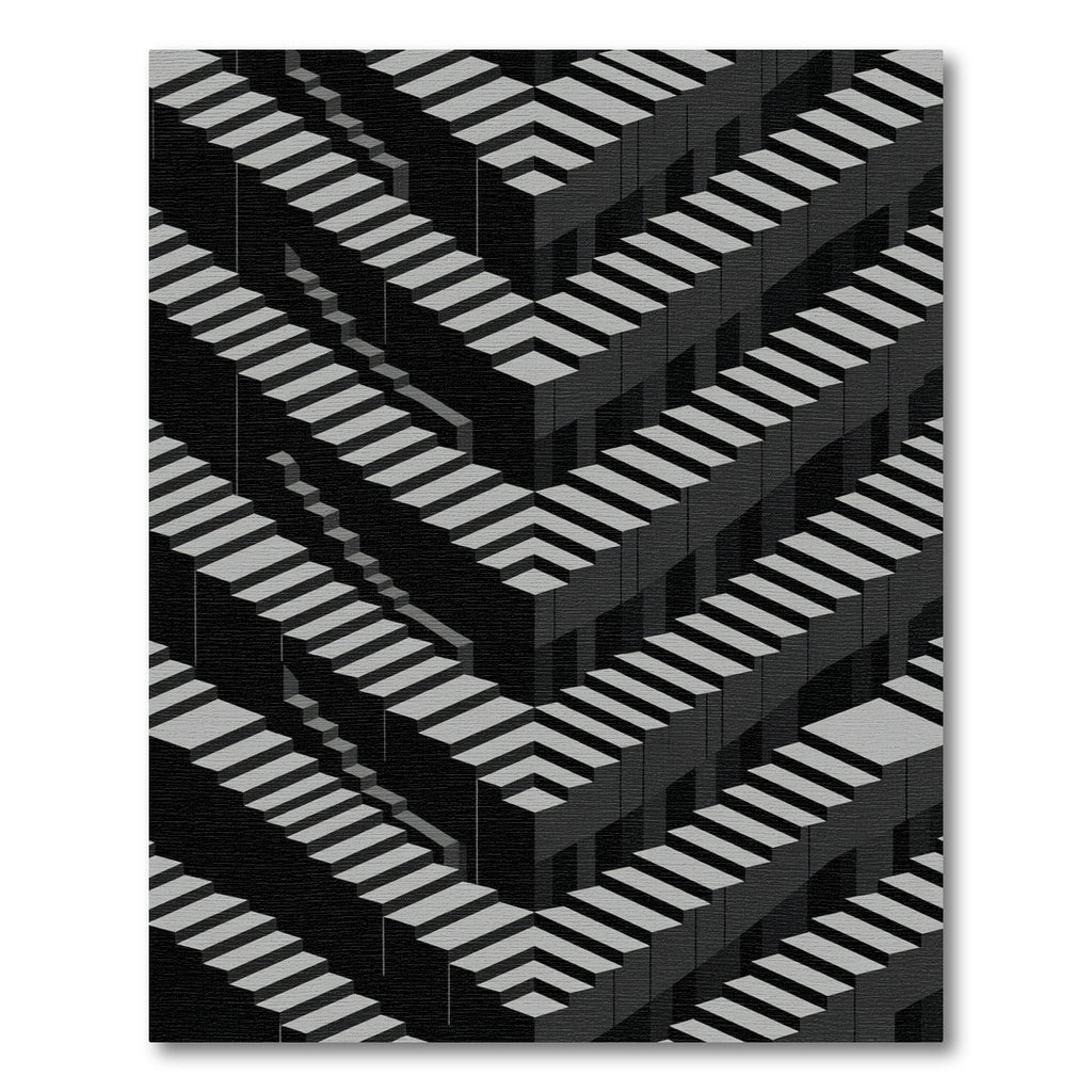 Monochromatic Geometric Illusion Stairs Rug