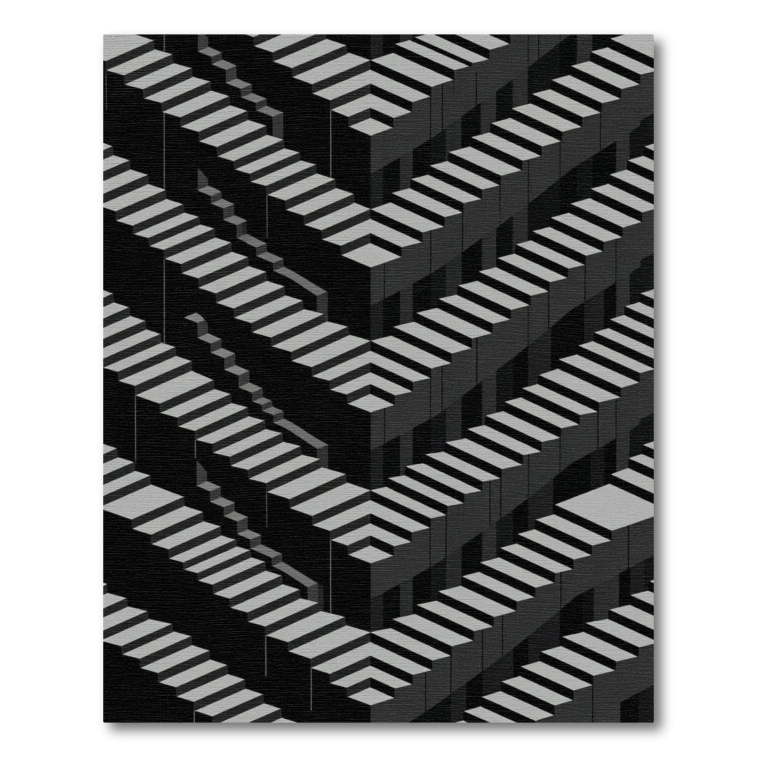 Monochromatic Geometric Illusion Stairs Rug