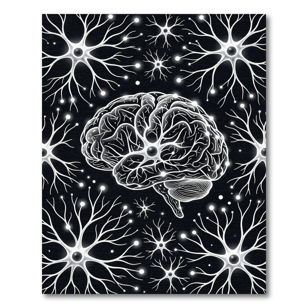 Glow Brain Neurons Black Composition Rug