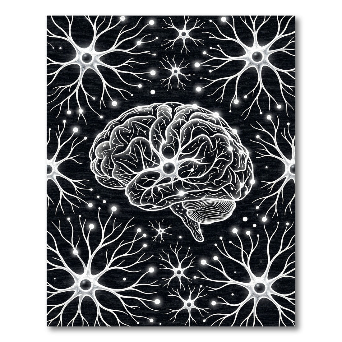 Glow Brain Neurons Black Composition Rug