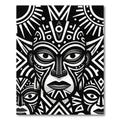 Monochrome Tribal Totem Face Art Rug