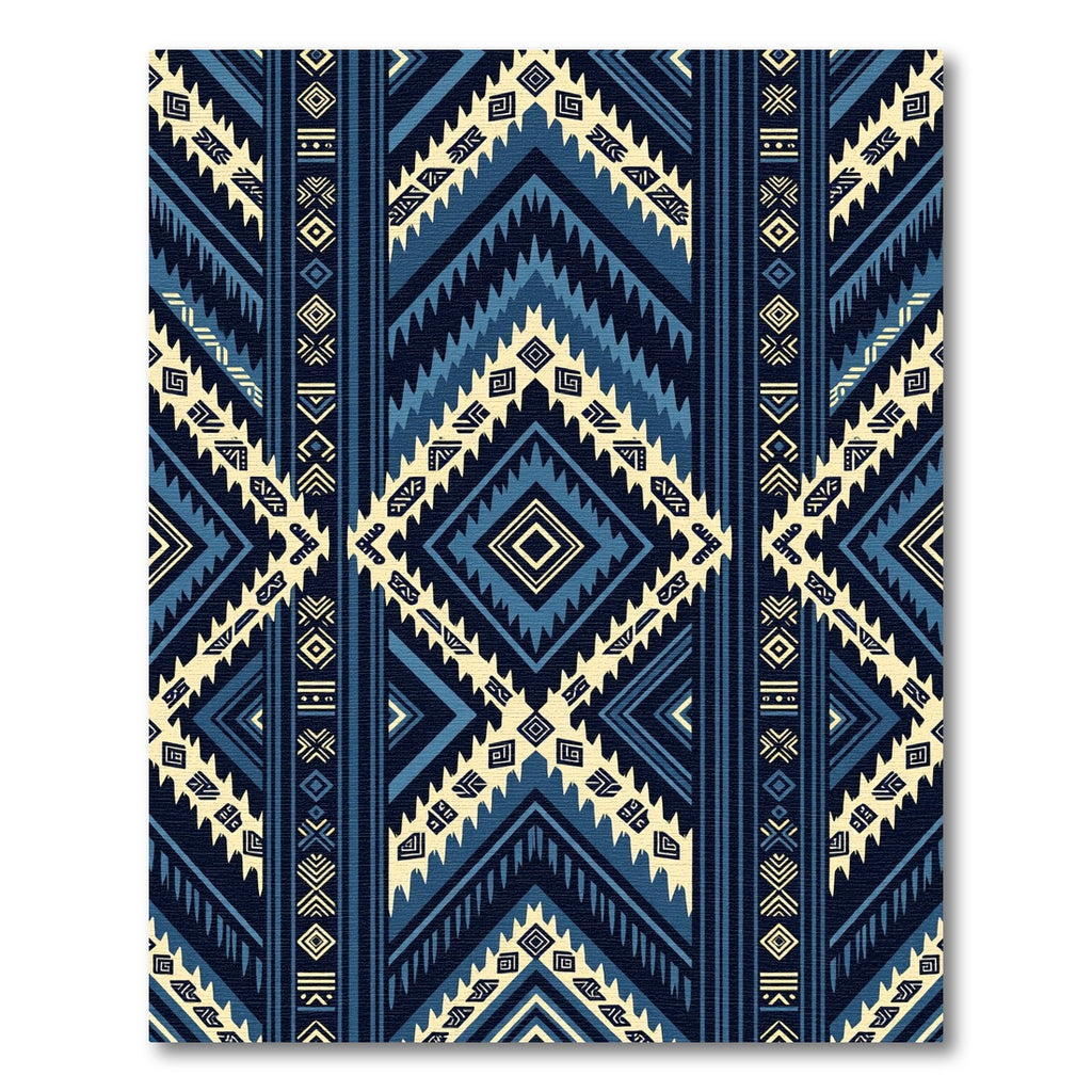 Navy Blue Geometric Arrow Boho Rug