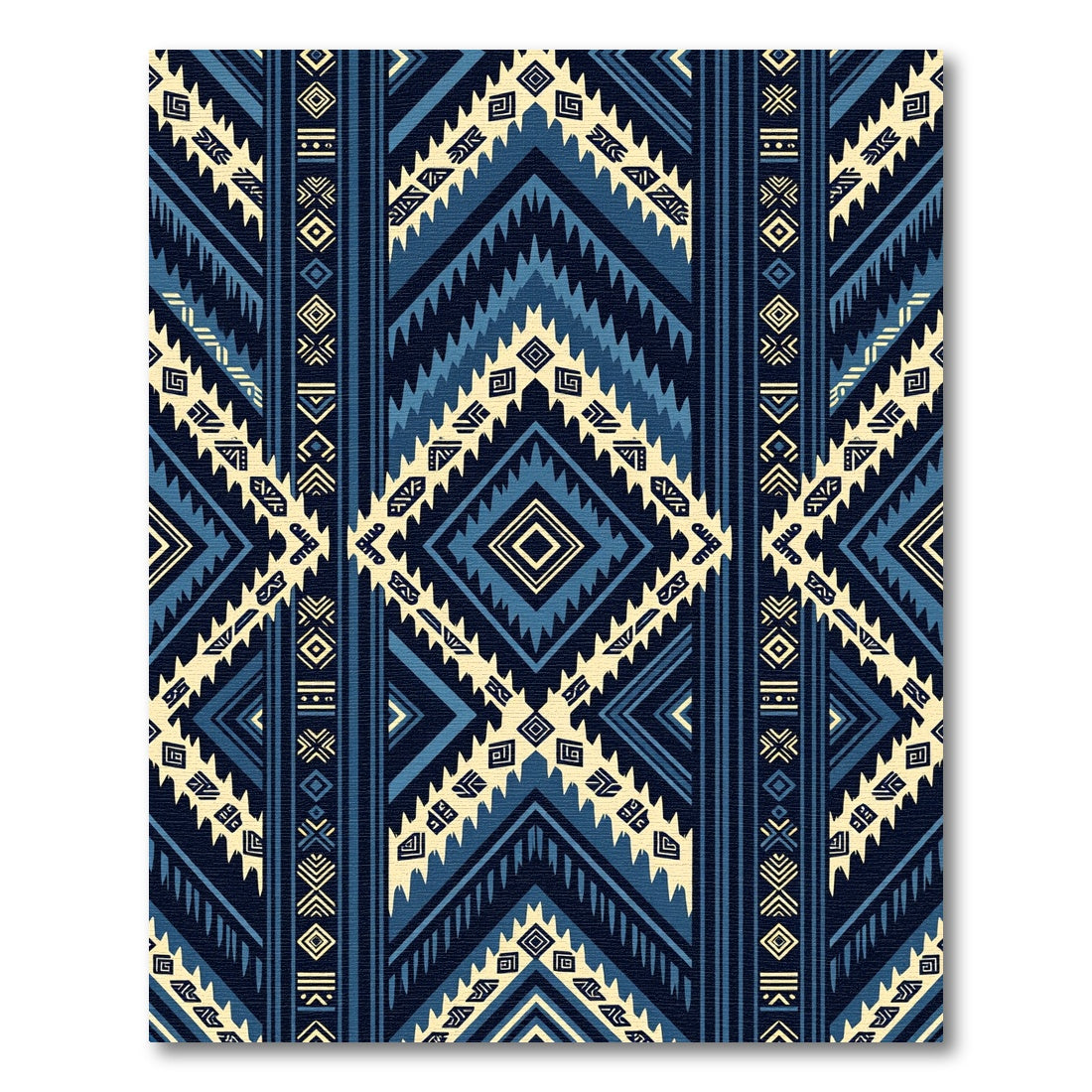 Navy Blue Geometric Arrow Boho Rug