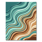 Aqua Brown Abstract Flowing Waves Rug