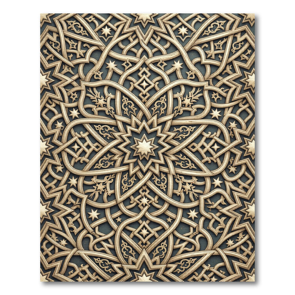 Ornate Gold Interlaced Star Rug