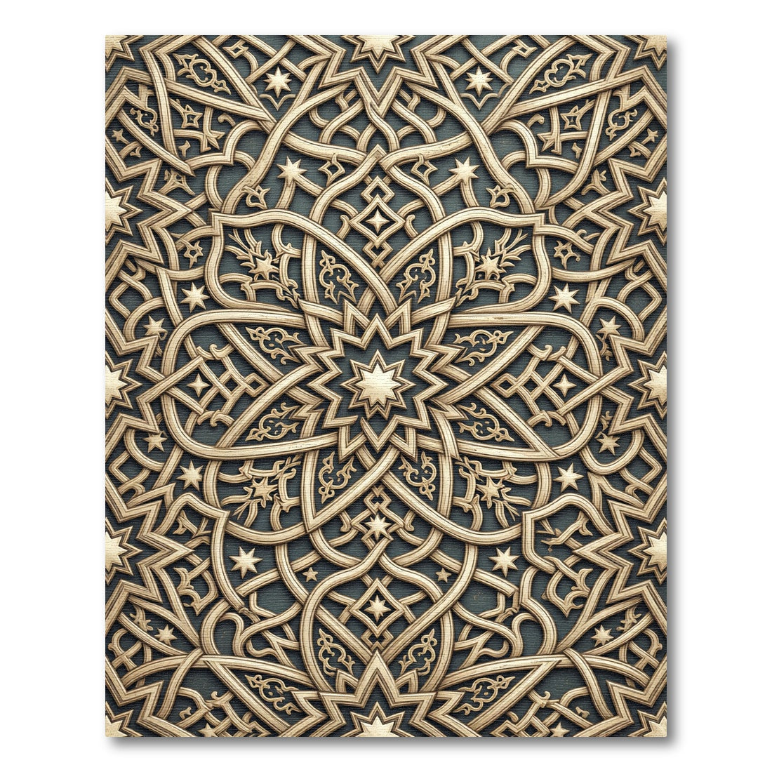 Ornate Gold Interlaced Star Rug
