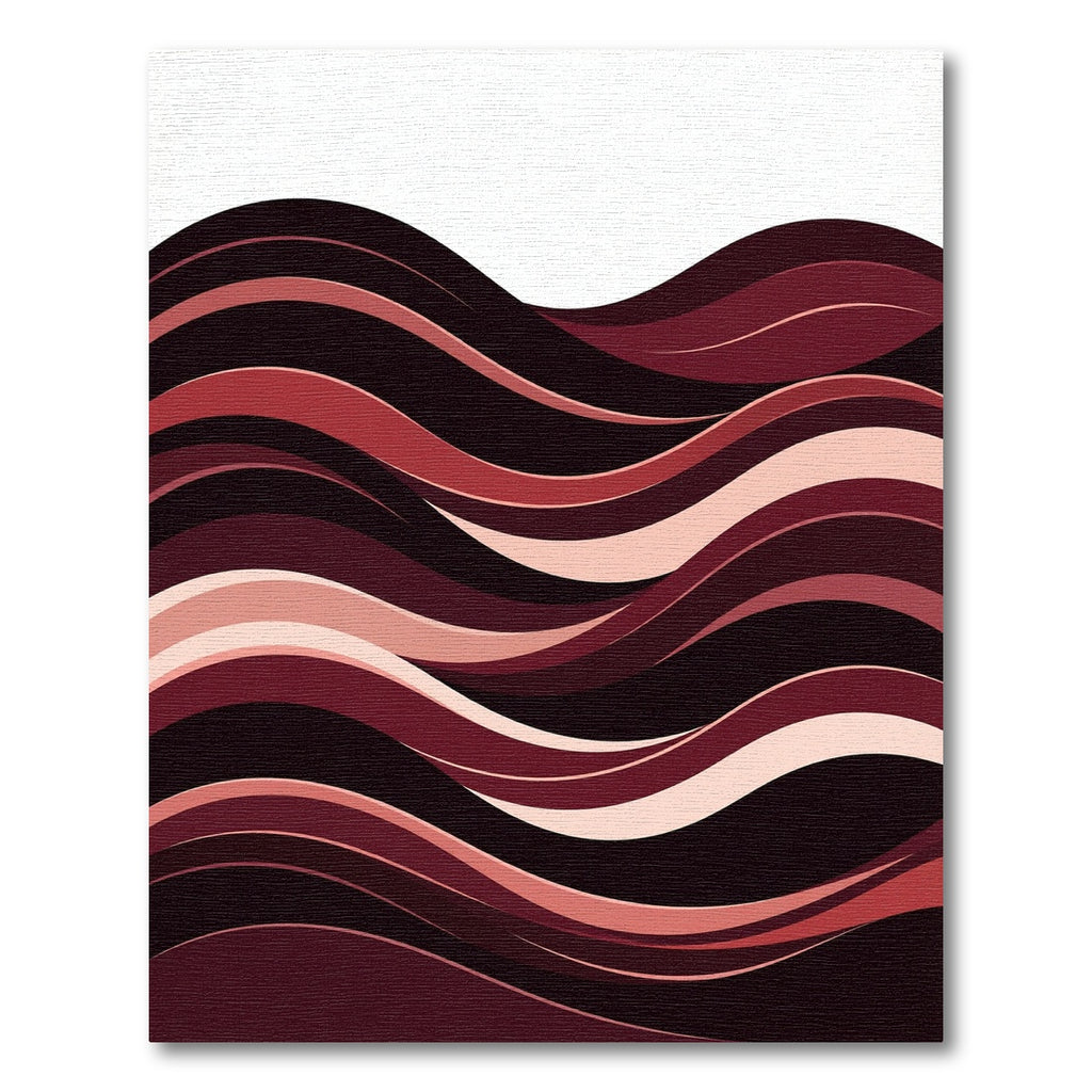 Contemporary Crimson Waves Abstract Flow Rug