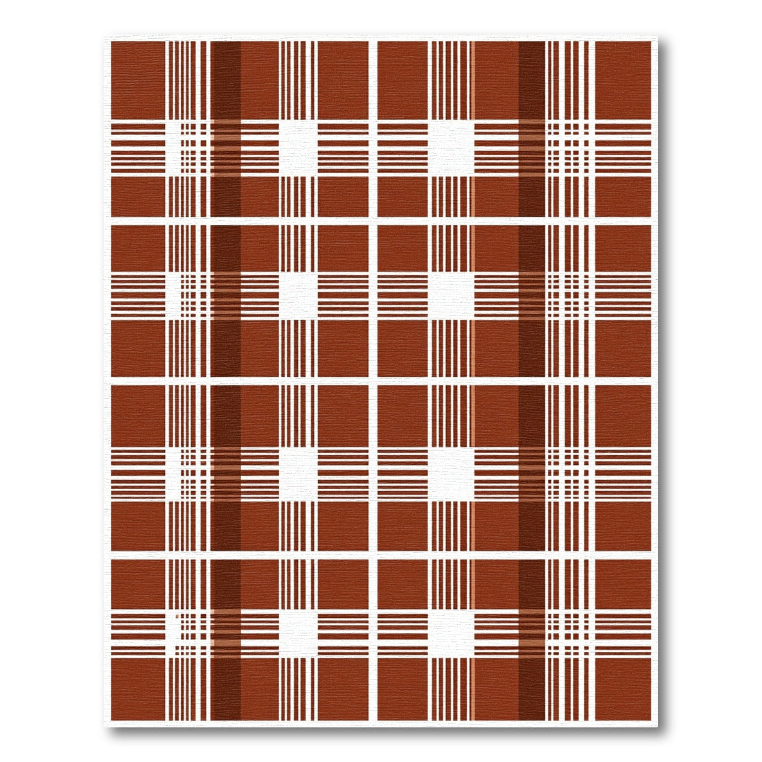 Classic Brown White Plaid Lines Rug