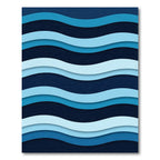 Abstract Blue Wavy Layered Ocean Rug