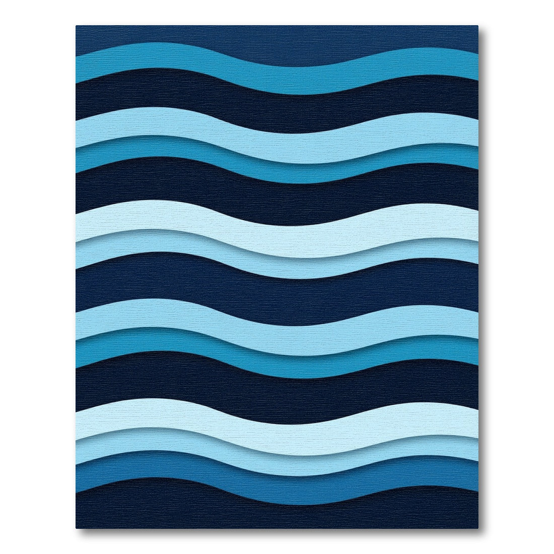 Abstract Blue Wavy Layered Ocean Rug