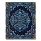 Intricate Navy Blue Floral Mandala Rug