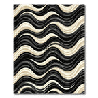 Dynamic Black Gold Curving Stripes Rug