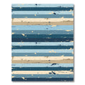 Distressed Blue and Beige Horizontal Stripe Rug