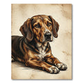 Vintage Brown Hound Portrait Illustration Rug