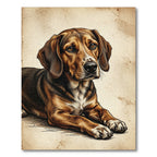 Vintage Brown Hound Portrait Illustration Rug