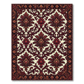 Deep Red Floral Scroll Damask Rug