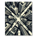 Monochrome Art Deco Cityscape Buildings Rug