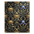 Gilded Gold Chrysanthemum Iris Swirls Rug